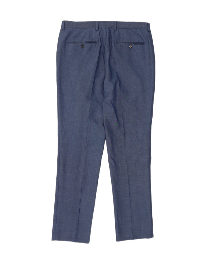 Calças de terno slim masculinas French Connection poliéster azul W32 L31