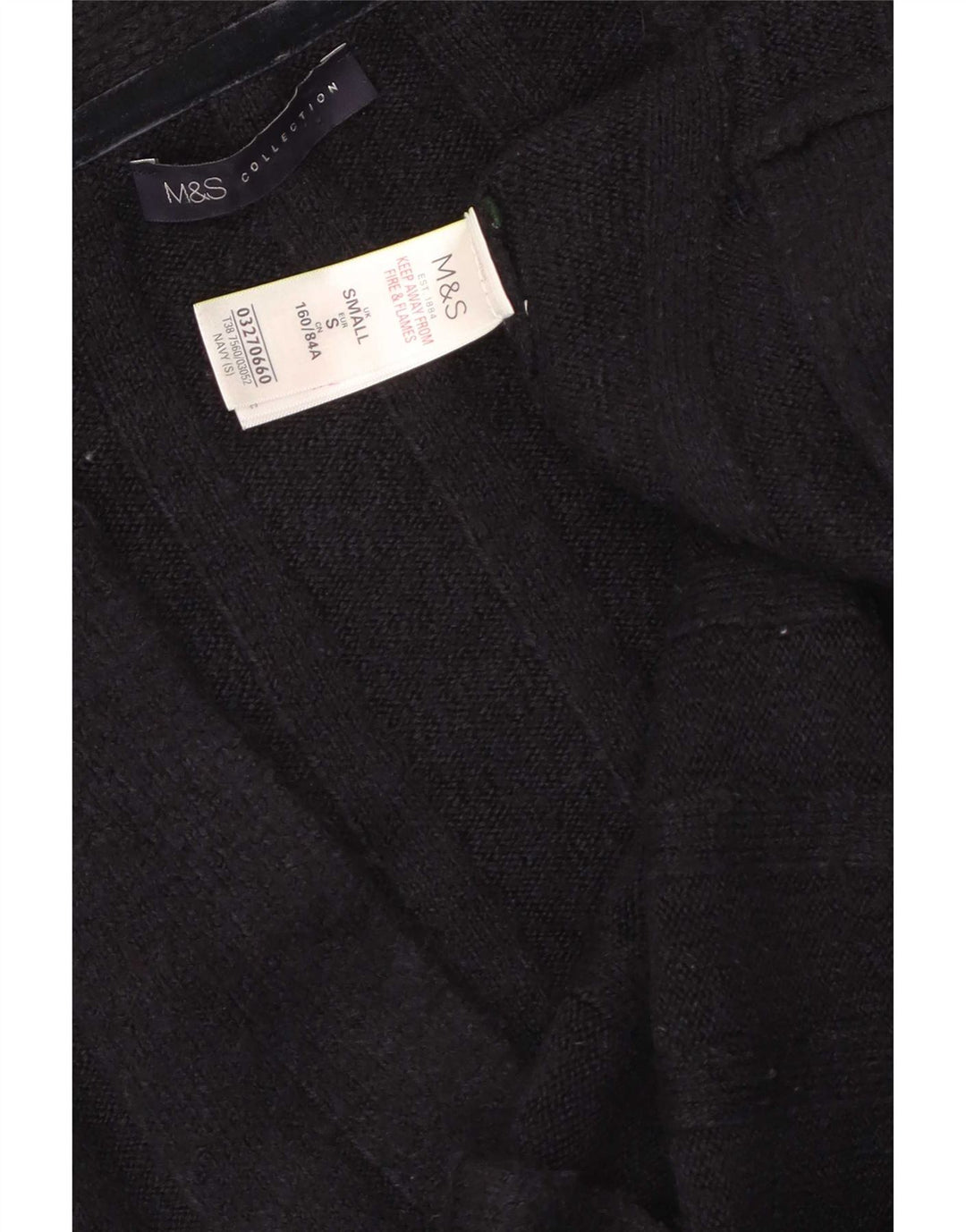 Suéter cardigã aberto com palangre feminino Marks & Spencer Reino Unido 10 pequeno azul marinho