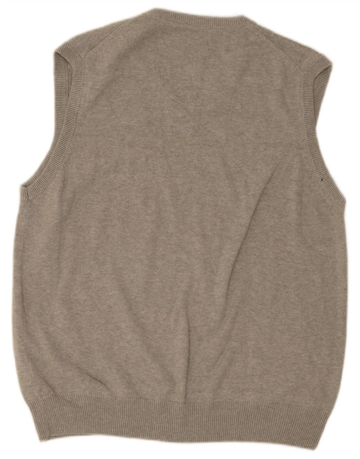 Regata masculina Marks & Spencer Blue Harbor Vest grande algodão cinza