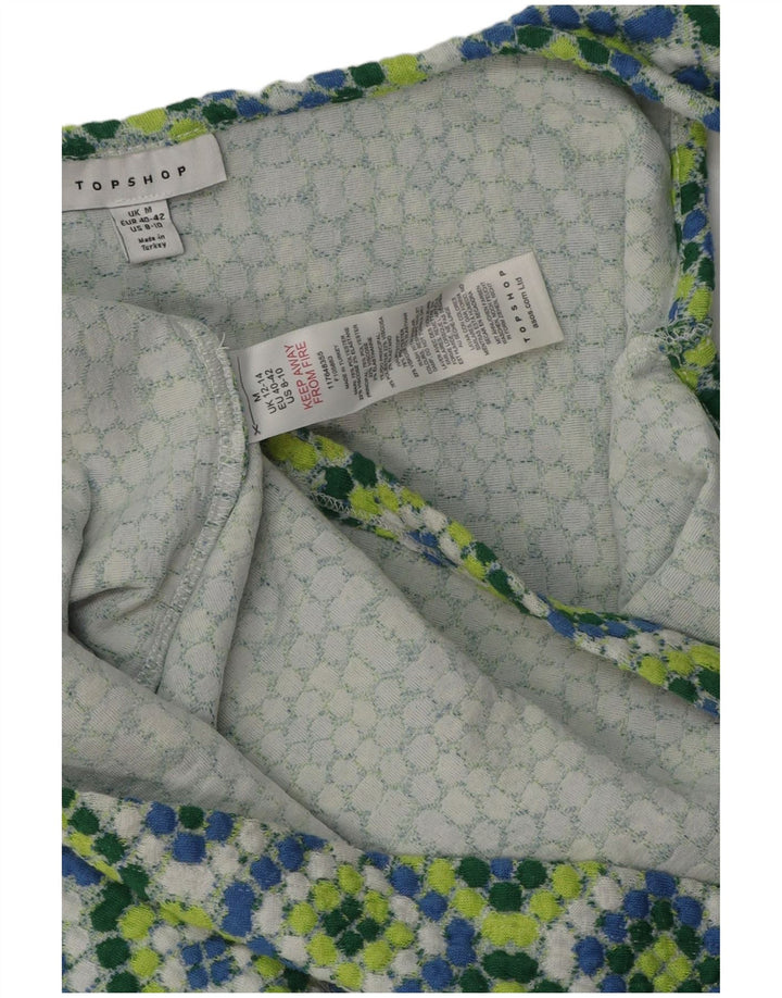 Vestido de verão feminino Topshop UK 12 poliéster Ikat multicolorido médio