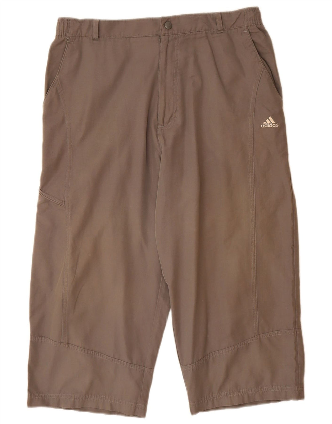 ADIDAS Mens Straight Cargo Capri Calças Grande W34 L20 Cinza Algodão