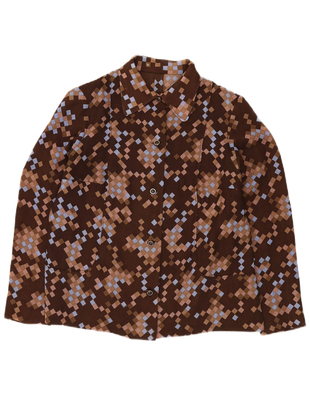 Jaqueta bomber feminina VINTAGE UK 12 marrom médio geométrico