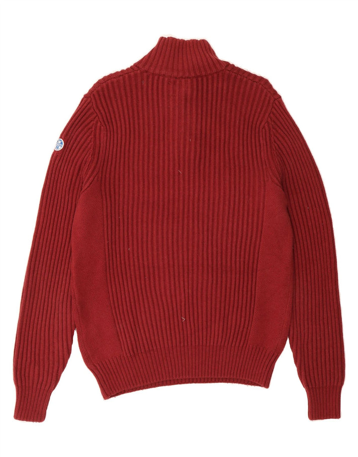 NORTH SAILS Mens Button Neck Jumper Sweater Medium Burgundy Cotton Vintage North Sails and Second-Hand North Sails from Messina Hembry 