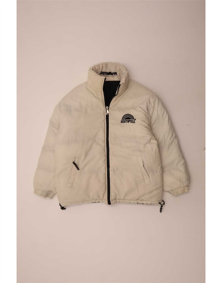 Jaqueta masculina reversível gráfica Southpole UK 38 bloco colorido preto médio