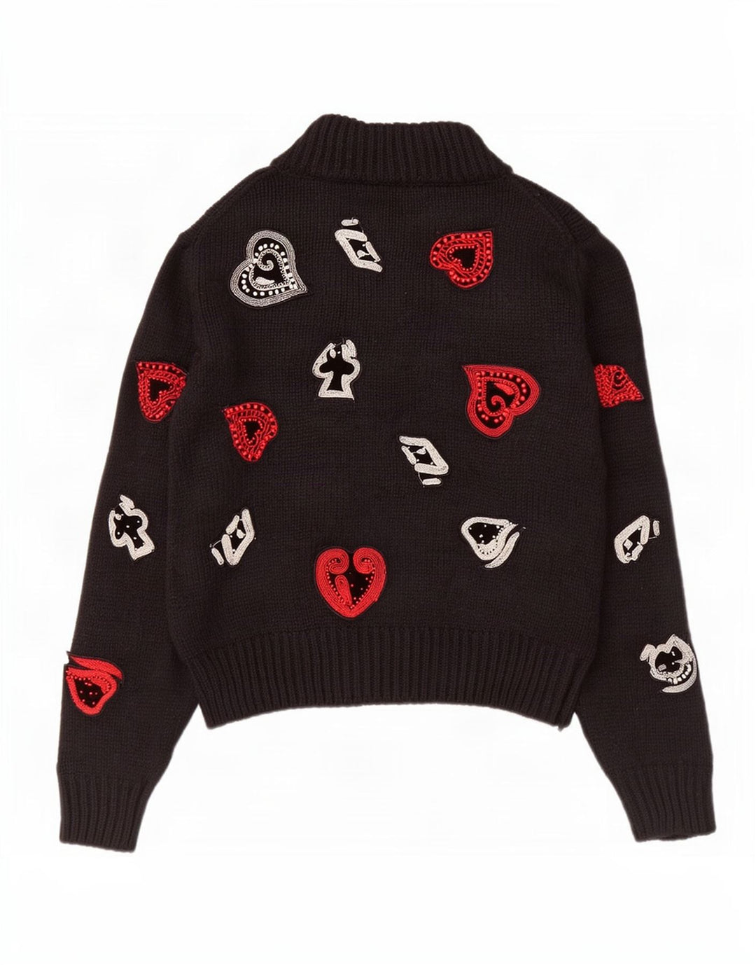 Suéter feminino Zara com gola tartaruga gráfica Reino Unido 12 médio preto