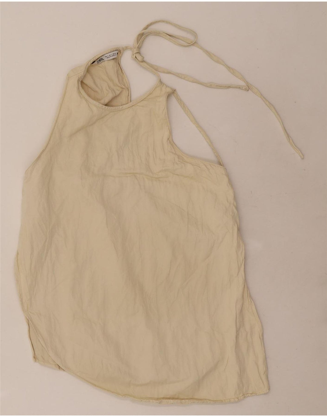 Zara Womens Halter Top UK 10 Pequeno Off White Viscose