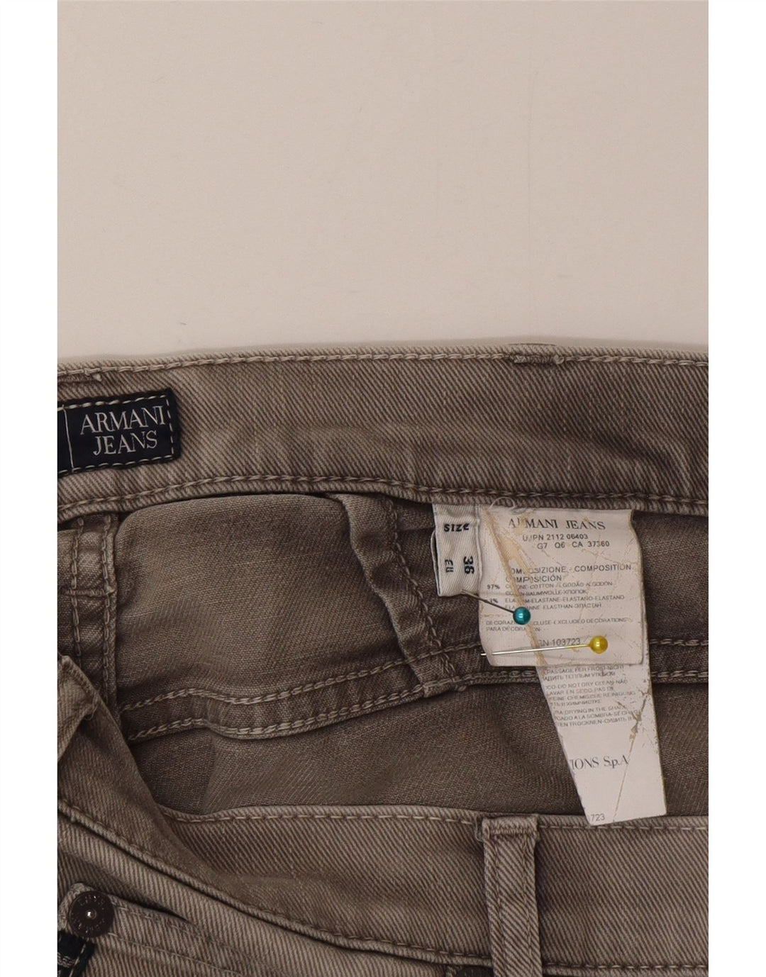 Calça jeans reta masculina Armani W36 L35 algodão cinza
