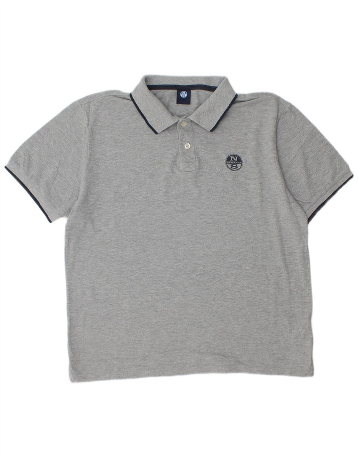 Camisa polo masculina North Sails grande algodão manchado cinza