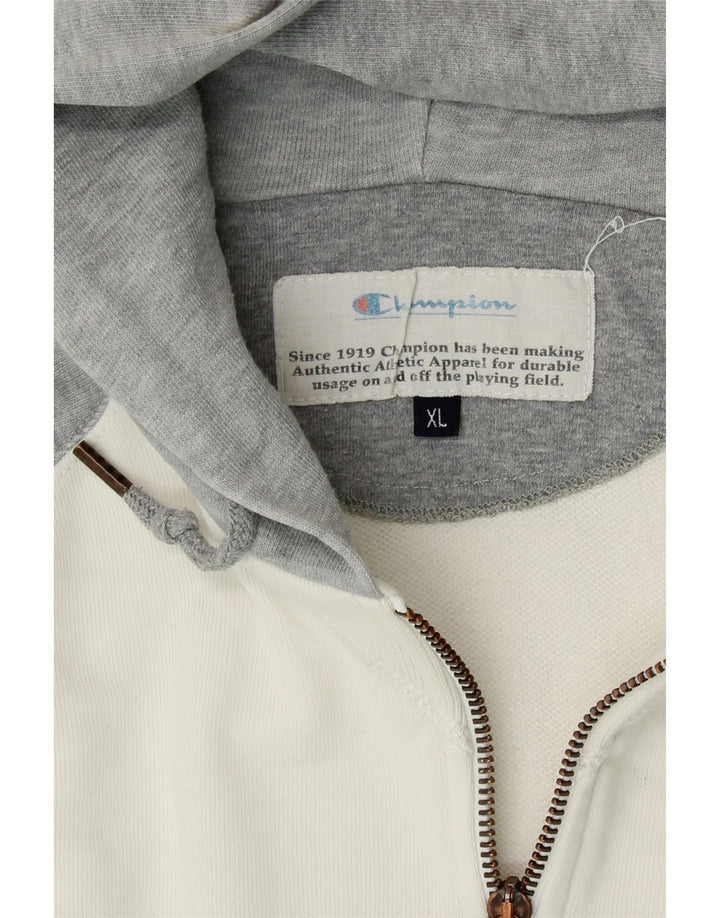 CHAMPION Mens Zip Hoodie Sweater XL White Colourblock Cotton Vintage Champion and Second-Hand Champion from Messina Hembry 