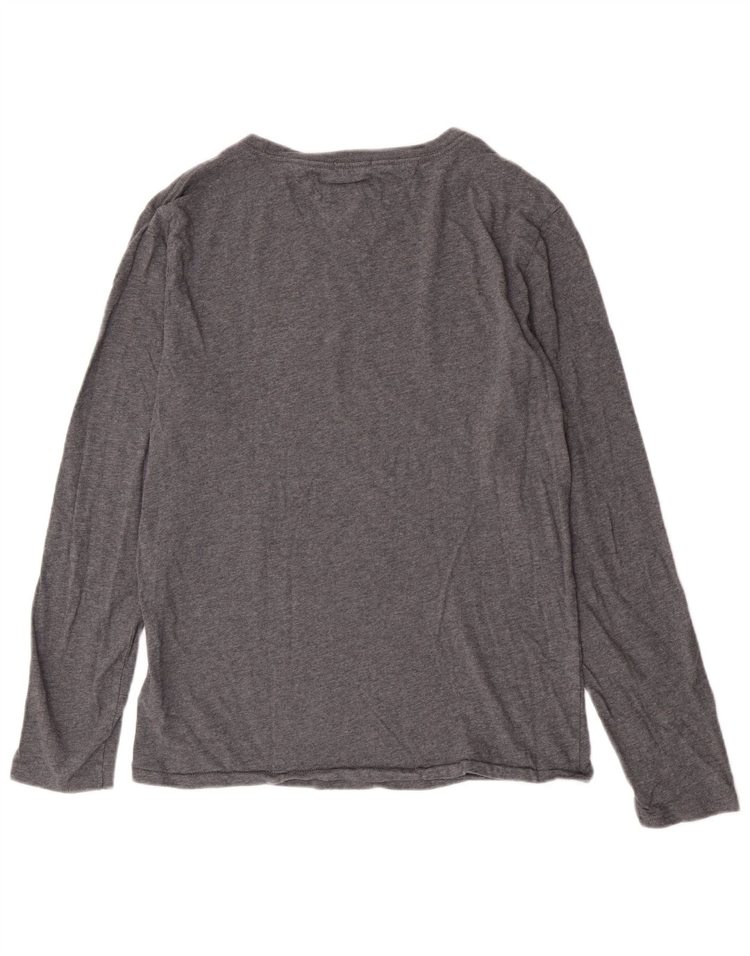 Tommy Hilfiger Camiseta masculina gráfica manga comprida pequena algodão cinza
