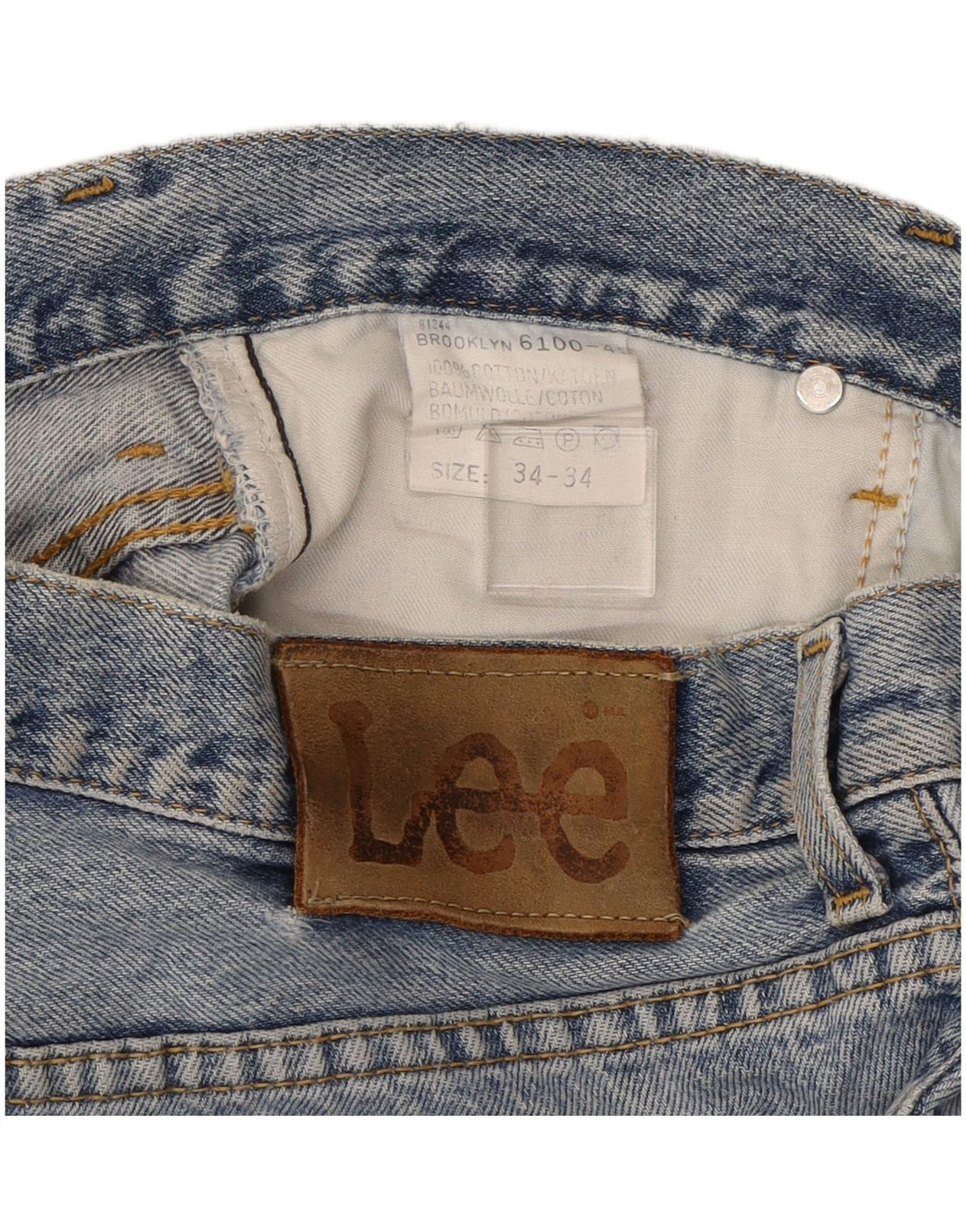 LEE Masculino Brooklyn Tapered Jeans W34 L26 Azul Algodão