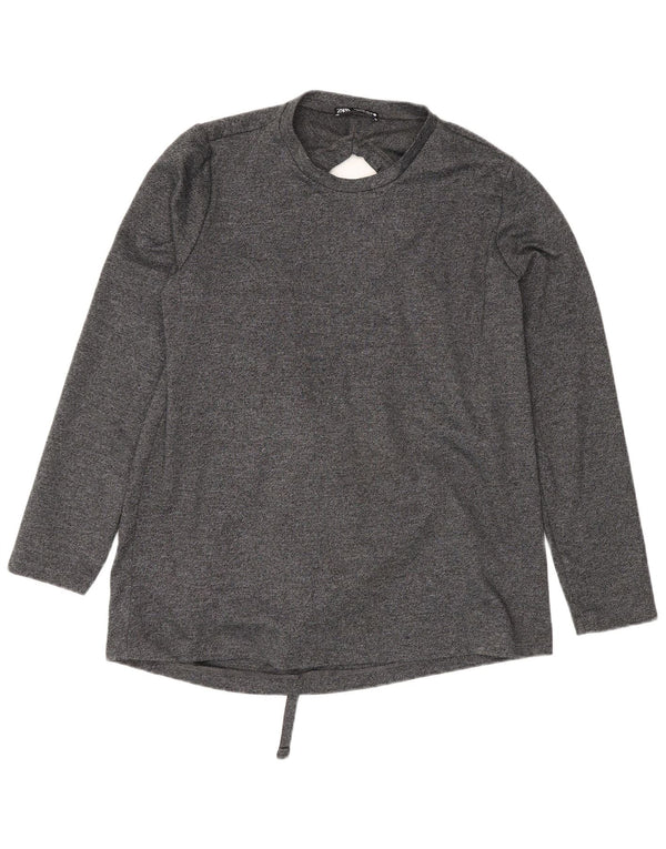 Blusa feminina Zara manga comprida oversized top UK 10 pequeno cinza