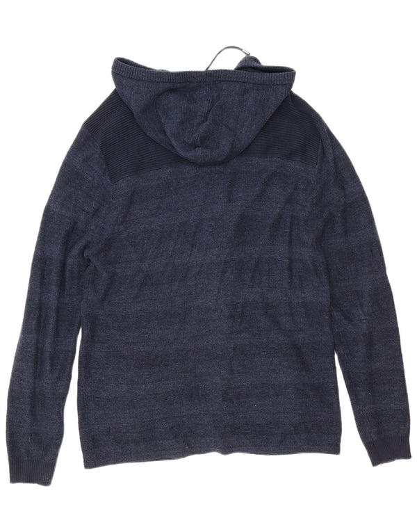 Suéter cardigã feminino com capuz Guess Reino Unido 16 grande algodão azul marinho