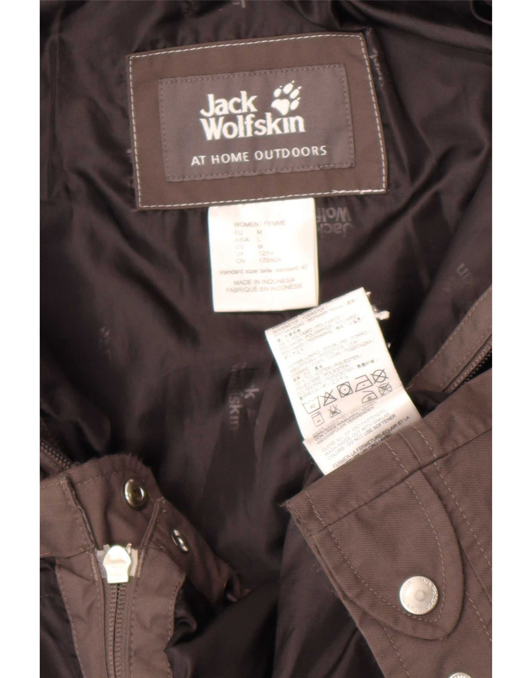 Jaqueta de chuva feminina com capuz Jack Wolfskin Reino Unido 12/14 cinza médio poliamida