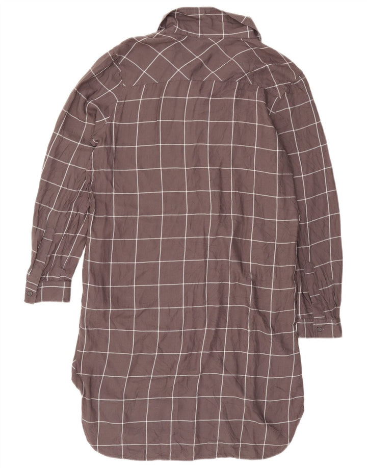 Vestido feminino de manga comprida com manga comprida French Connection Reino Unido 10 xadrez cinza pequeno