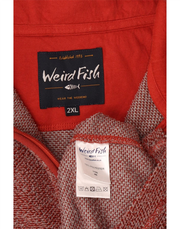 Weird Fish Masculino Zip Neck Fleece Jumper 2XL Poliéster Borgonha