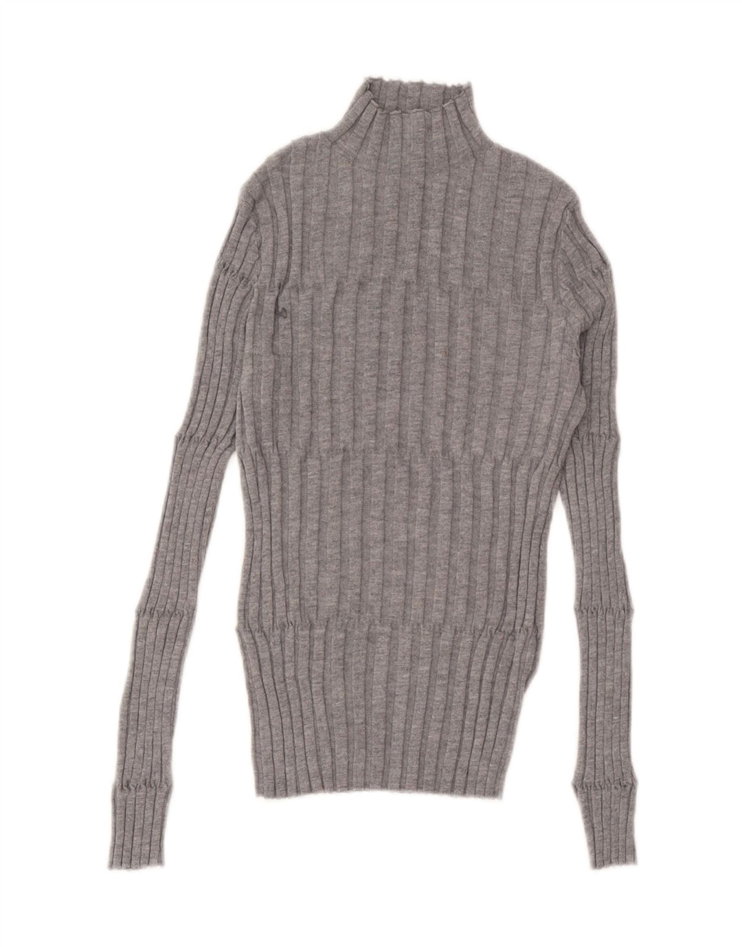 Suéter feminino Zara com gola tartaruga UK 12 poliéster cinza médio