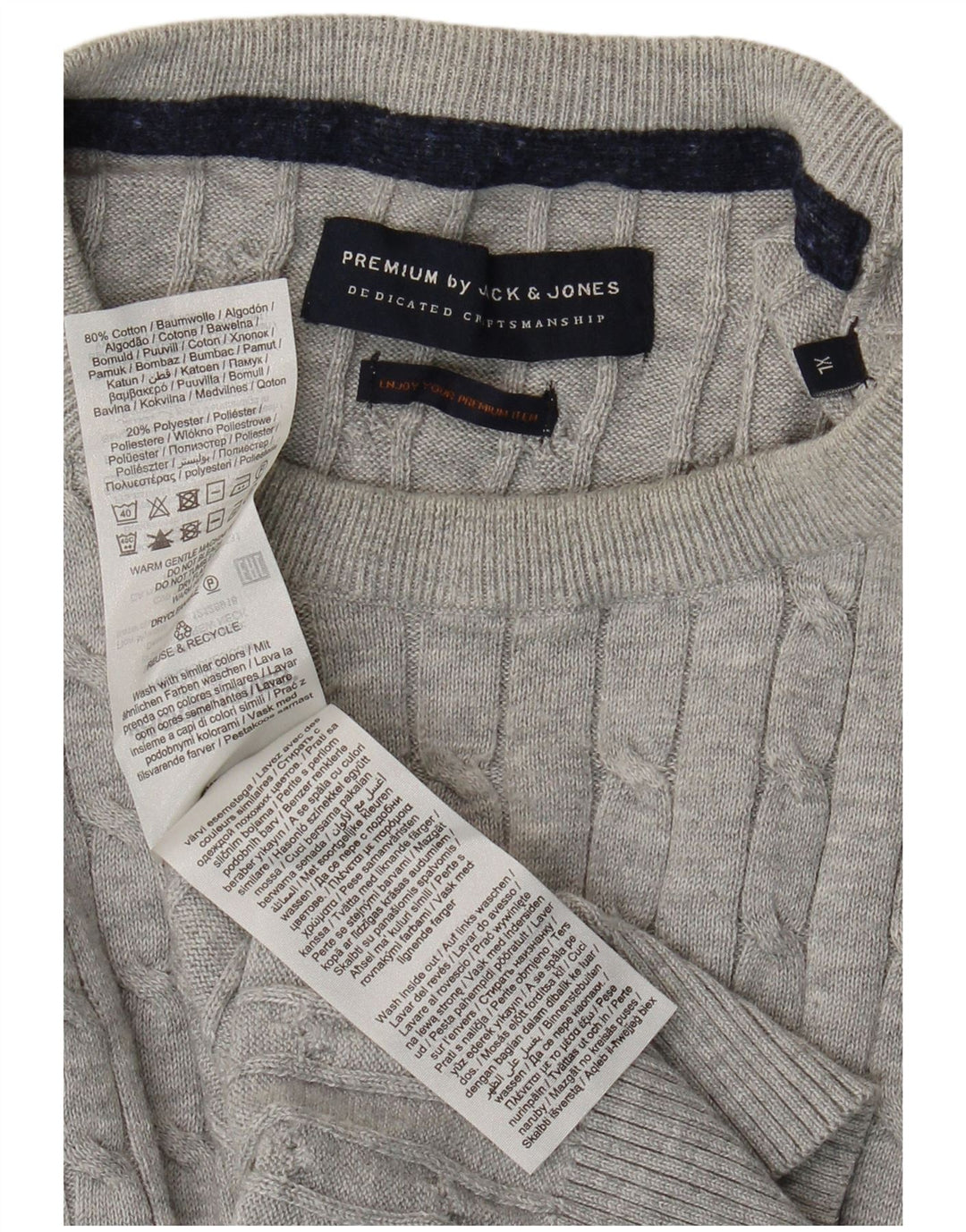 JACK & JONES Suéter masculino com gola redonda XL algodão cinza