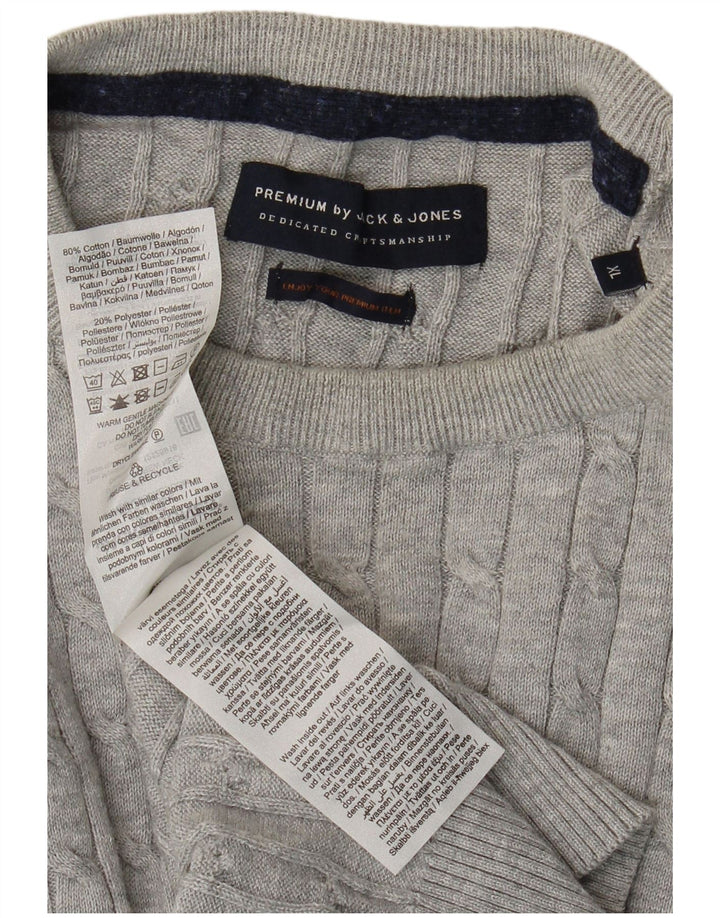 JACK & JONES Suéter masculino com gola redonda XL algodão cinza