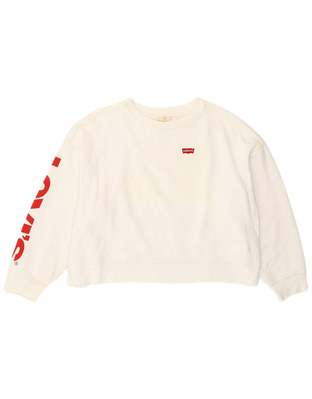 Moletom feminino Levi's Oversized Graphic Crop Jumper Reino Unido 10 Pequeno Branco