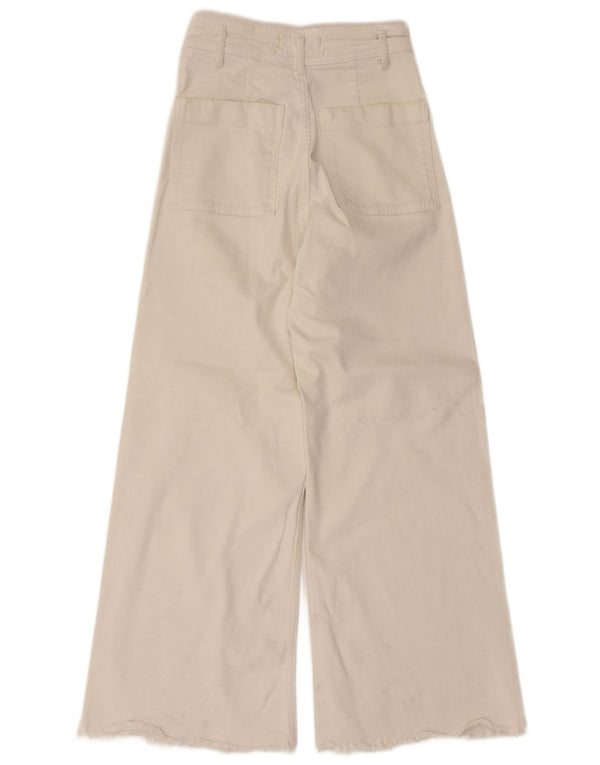 Calça jeans feminina Zara com perna larga e reta EU 36 XS W26 algodão branco