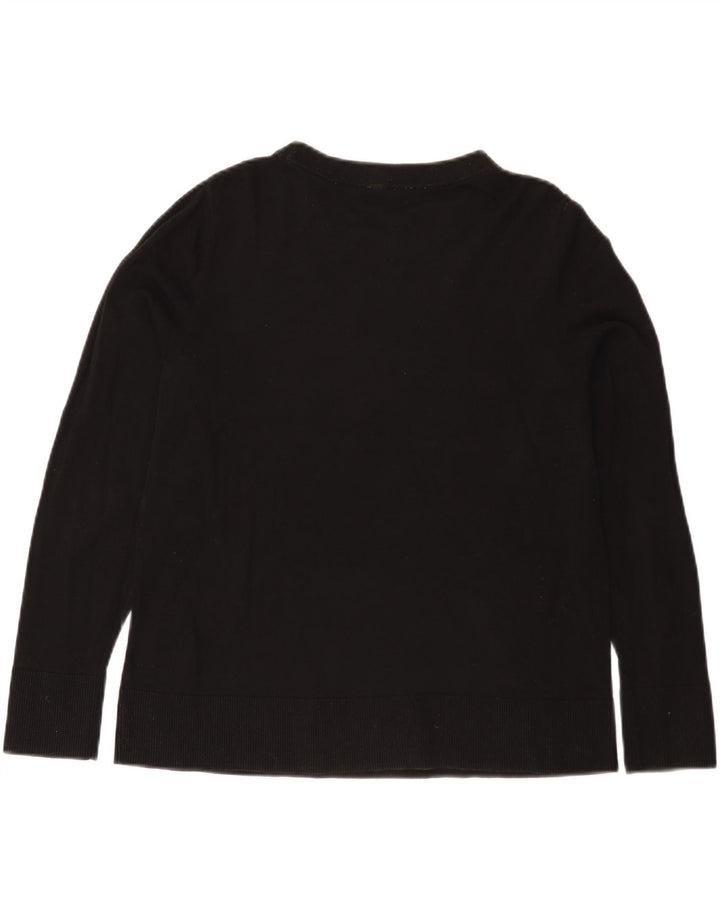 Suéter feminino Cos com gola canoa UK 14 algodão preto médio