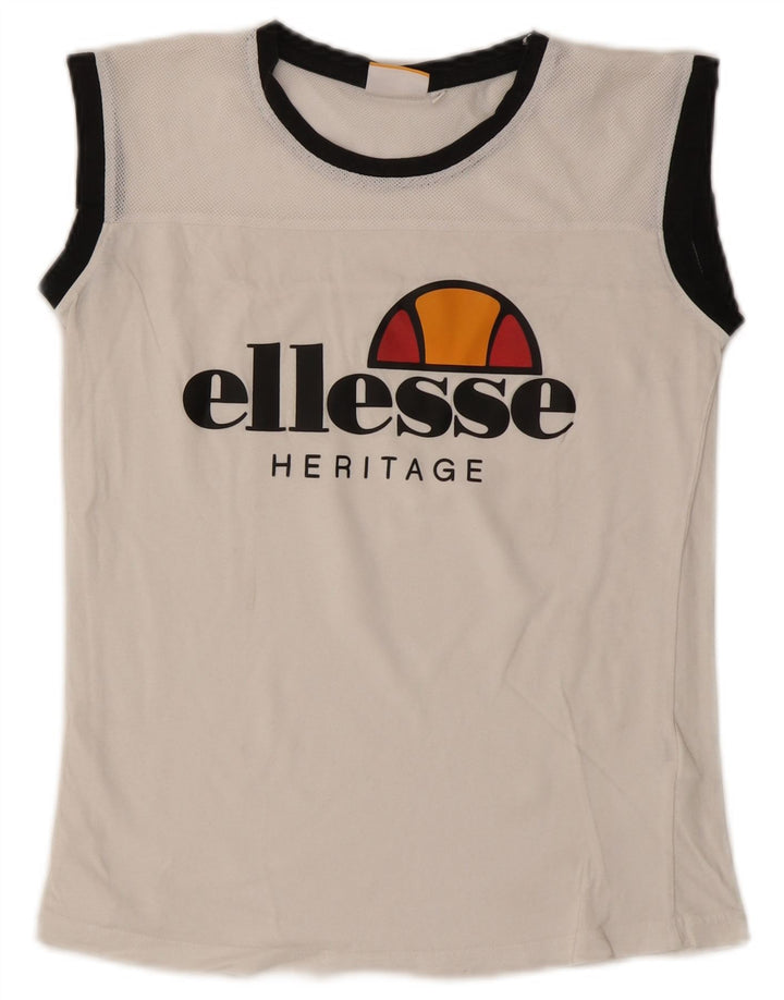 Ellesse Womens Graphic Vest Top UK 10 Pequeno Branco