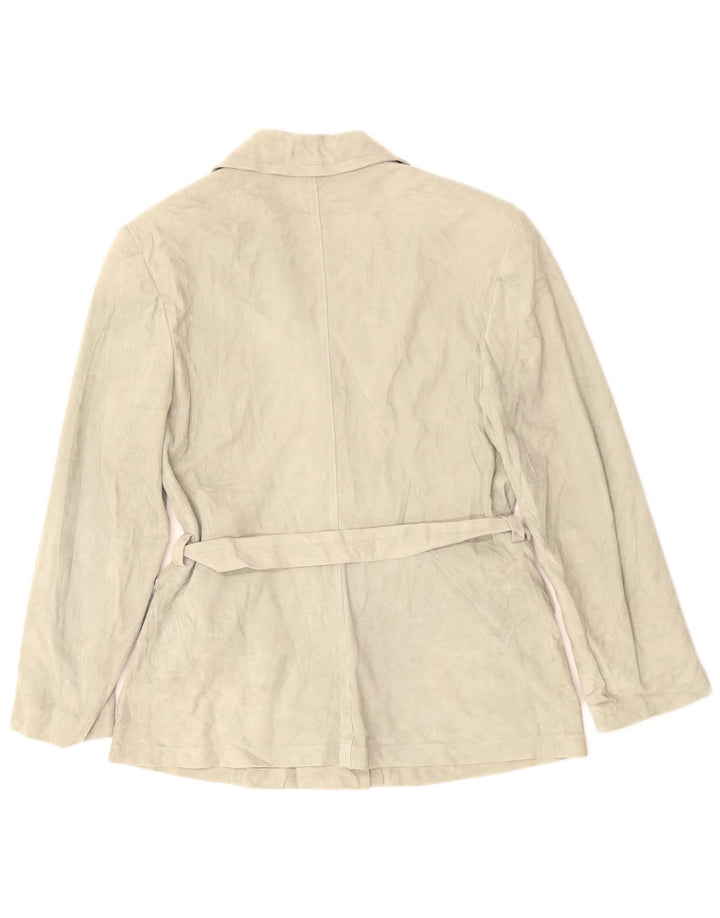 Pollini Jaqueta Blazer Feminina de Camurça com 3 Botões Reino Unido 14 Verde Médio