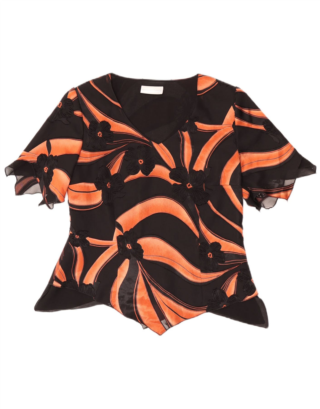 Blusa feminina assimétrica Hermann Lange EU 38 médio preto floral rayon