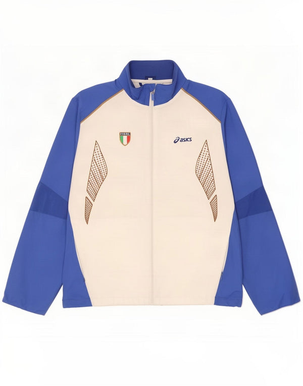 Asics Mens Italia Graphic Tracksuit Top Jaqueta grande bloco colorido branco