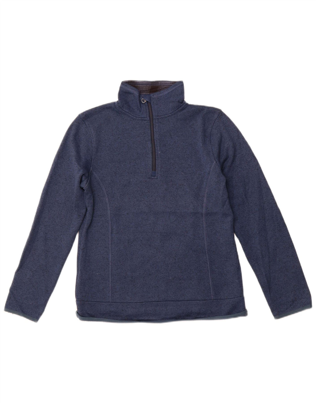 EDDIE BAUER Suéter feminino com gola e zíper Reino Unido 10 pequeno azul manchado