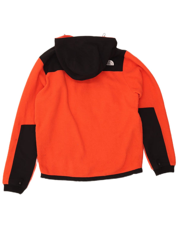 THE NORTH FACE Mens Hooded Zip Neck Fleece Jumper XS Orange Colourblock