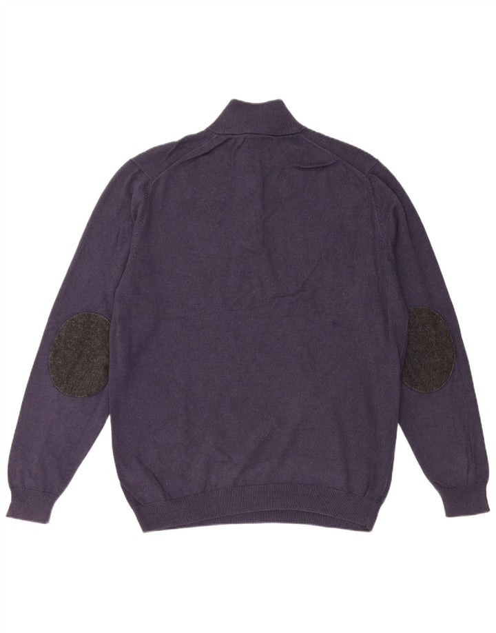 Suéter masculino MASSIMO DUTTI com zíper e gola grande de algodão azul marinho