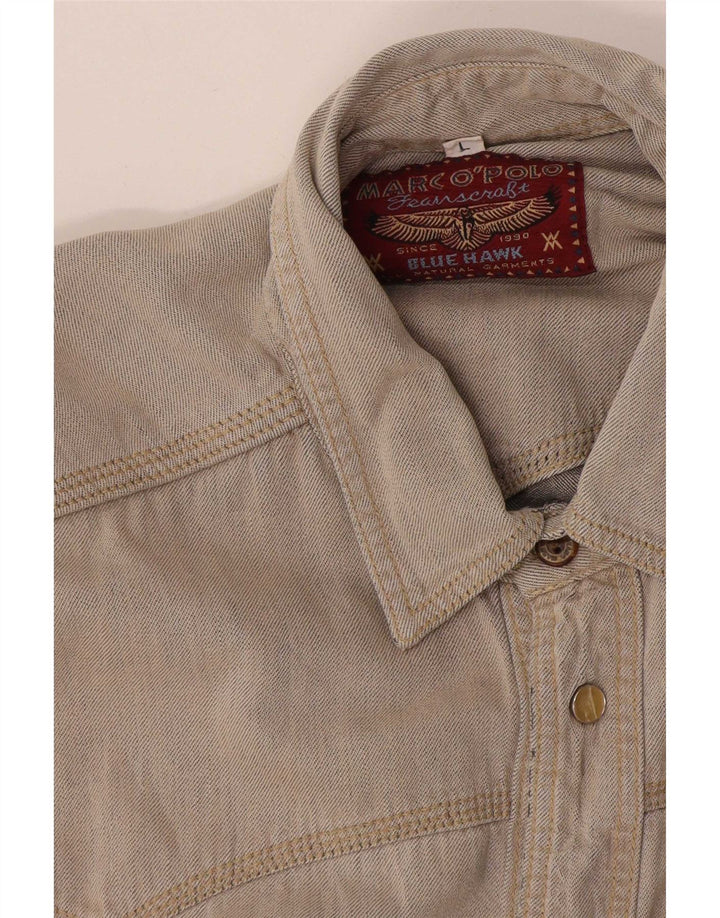 Camisa jeans masculina Marc O'Polo grande bege