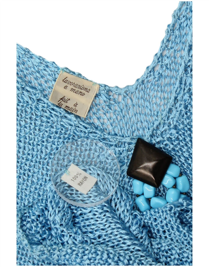 Colete feminino vintage regata Reino Unido 10 pequeno rayon azul