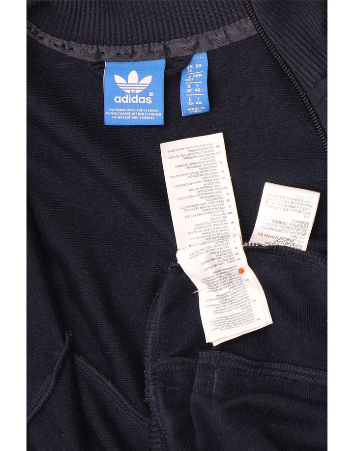 Adidas Womens Tracksuit Top Jacket UK 12 Médio Azul Marinho Colourblock