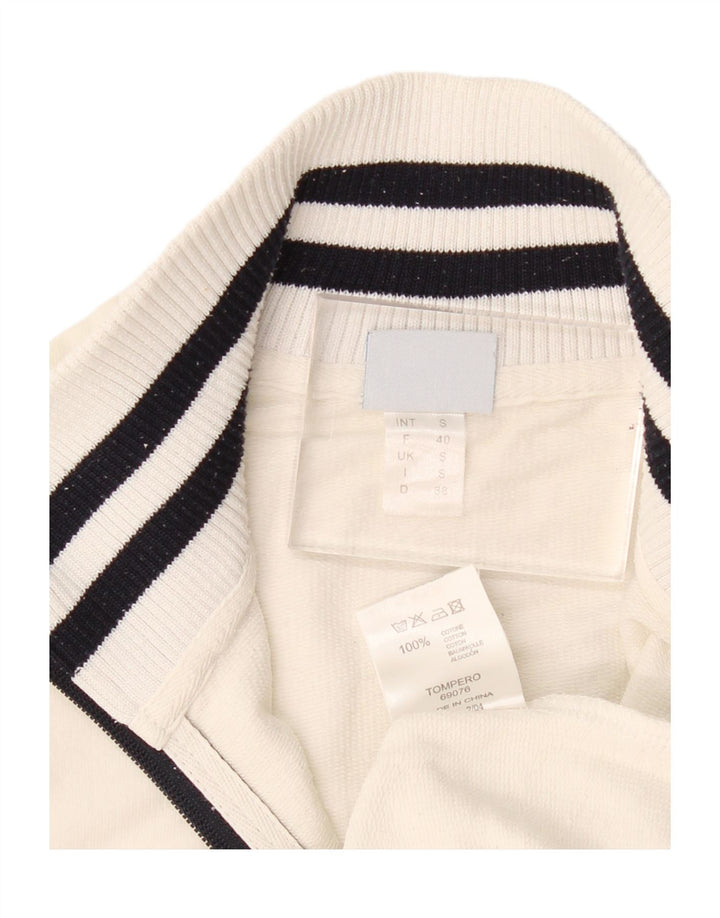 Arena Womens Tracksuit Top Jacket UK 10 Pequeno Algodão Branco