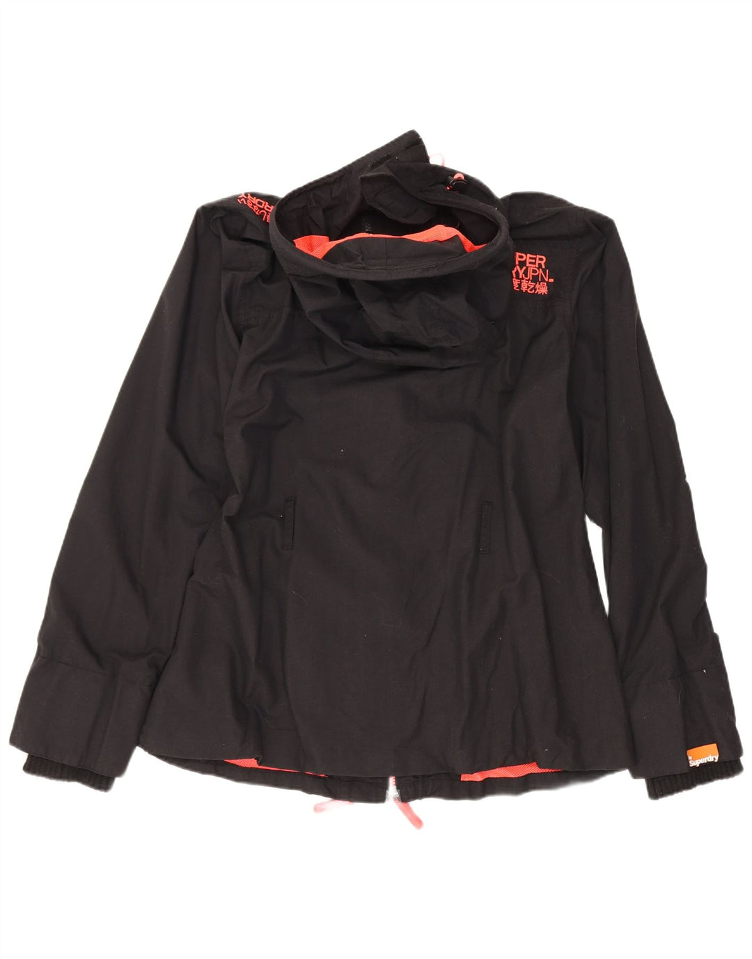 Jaqueta de chuva com capuz Superdry Womens The Windmac UK 36 poliéster preto pequeno