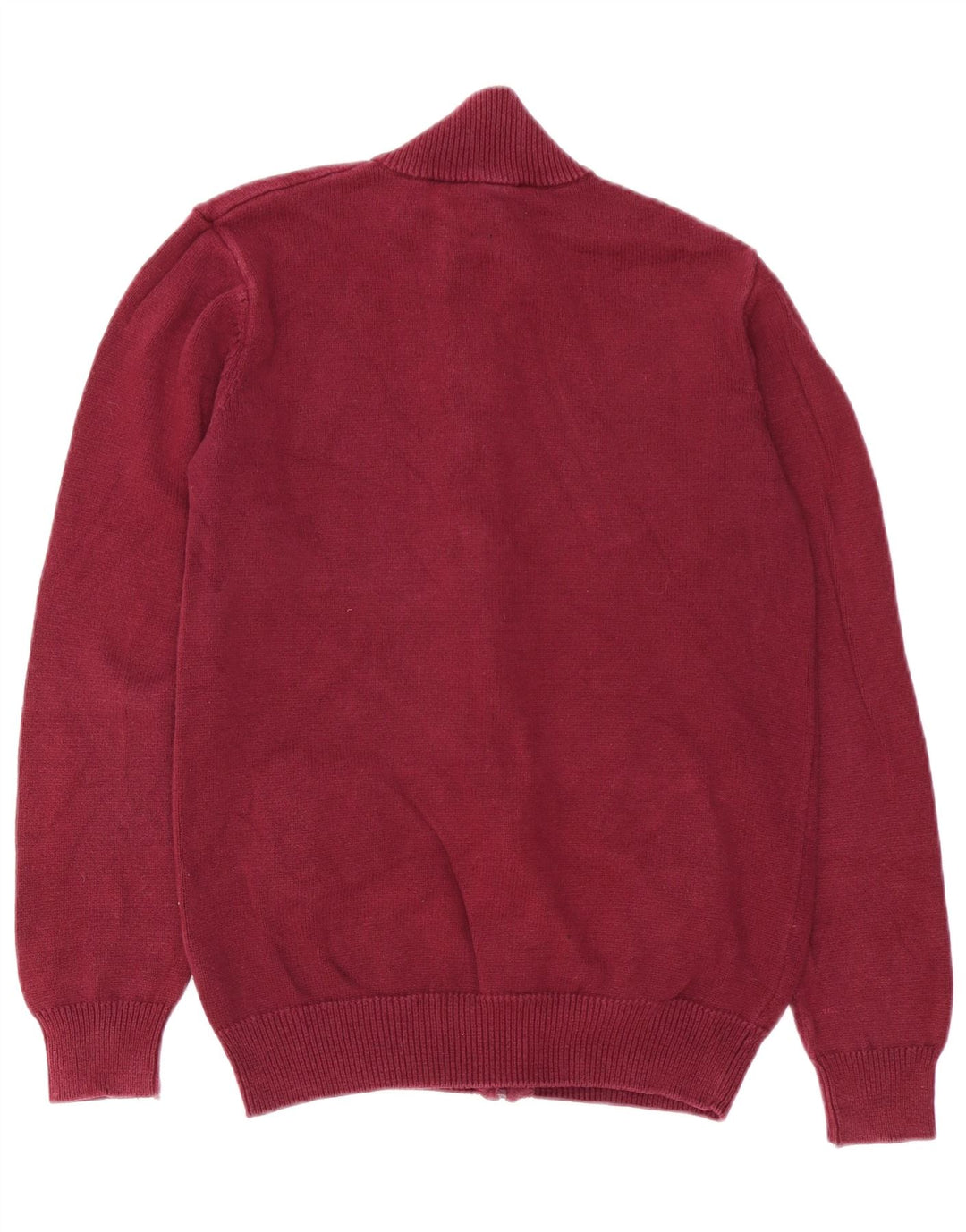 Crew Clothing Mens Cardigan Sweater Médio Algodão Borgonha