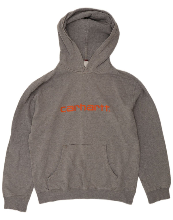 Suéter Carhartt masculino com capuz gráfico grande cinza