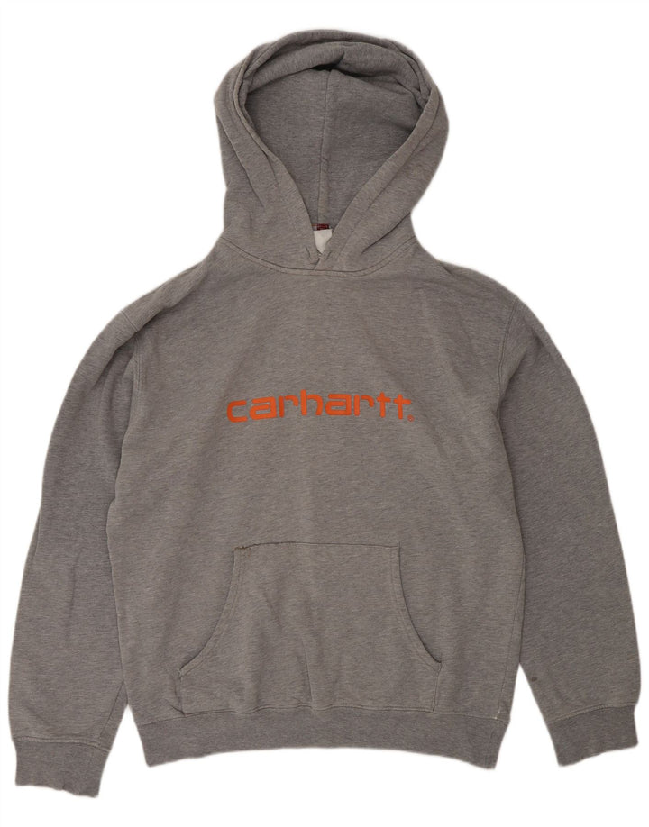 Suéter Carhartt masculino com capuz gráfico grande cinza