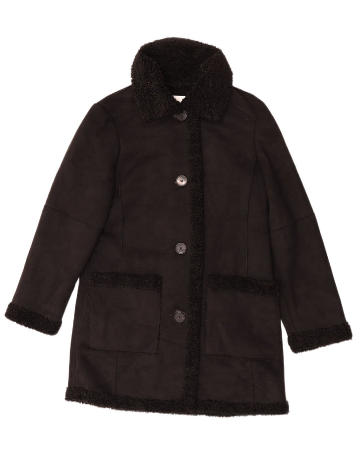 Sobretudo feminino Sherpa Zara Reino Unido 10 pequeno preto