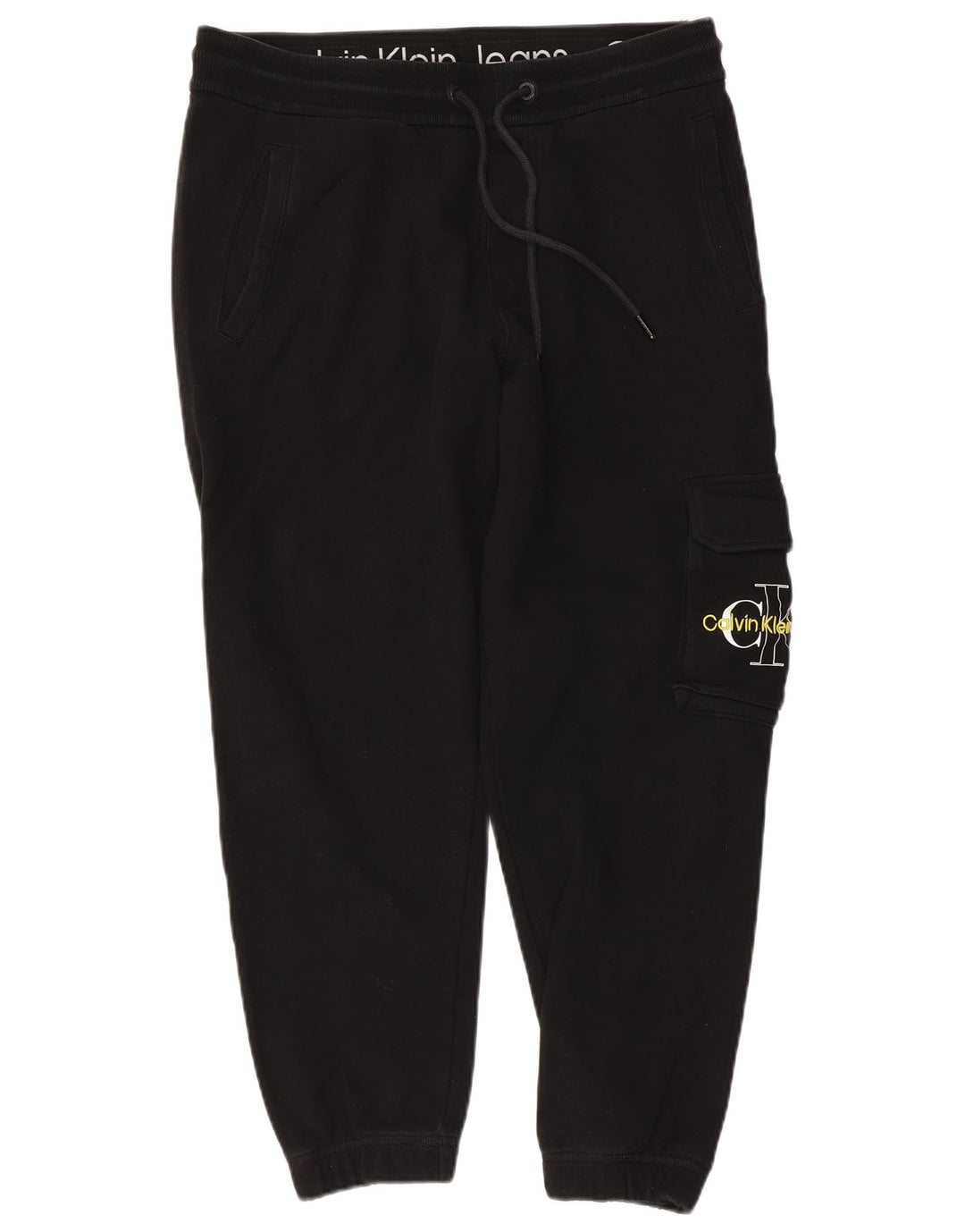 Calça de treino masculina CALVIN KLEIN Graphic Cargo Joggers médio preto