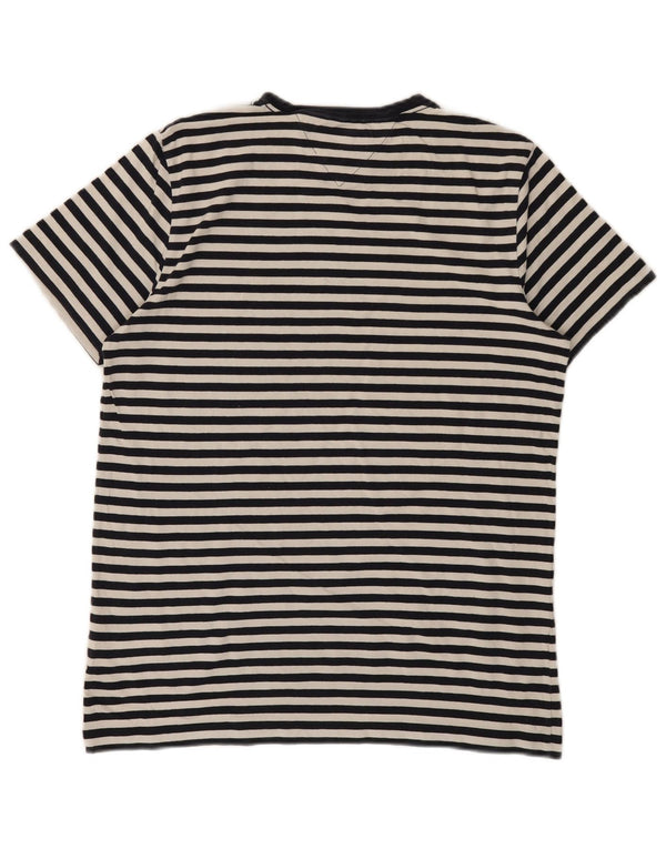 Camiseta feminina TOMMY HILFIGER Slim Fit UK 14 grande listrada preta