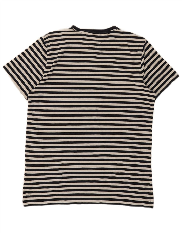 Camiseta feminina TOMMY HILFIGER Slim Fit UK 14 grande listrada preta