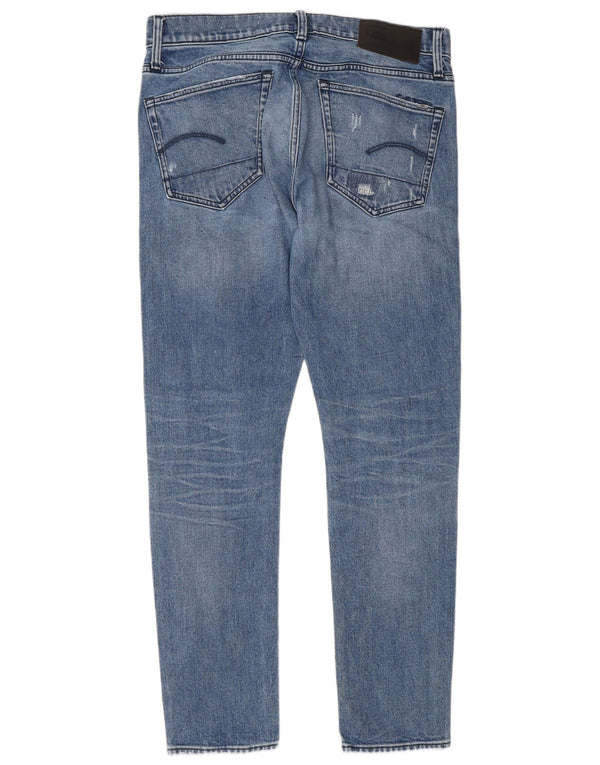 G-Star masculino 3301 jeans slim desgastado W33 L32 algodão azul