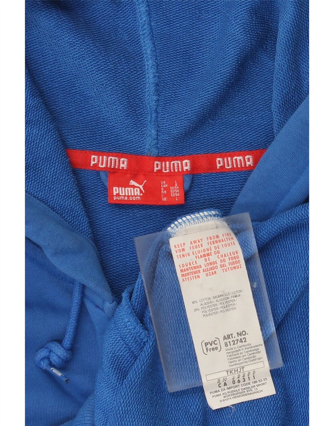 Suéter masculino Puma Graphic Zip com capuz grande algodão azul