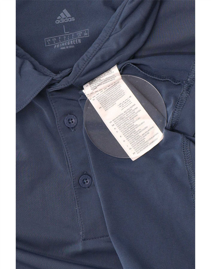 Camisa polo masculina Adidas grande poliéster azul marinho