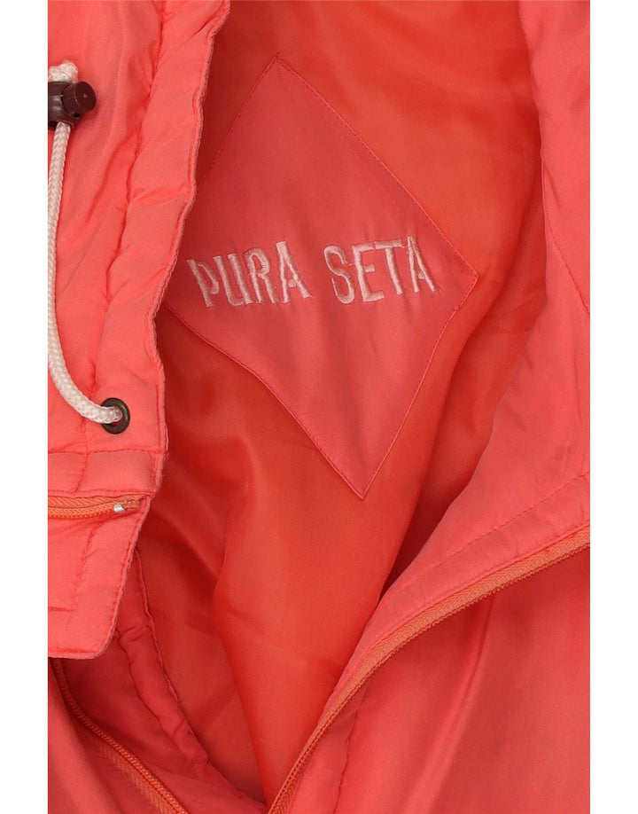 Jaqueta corta-vento feminina vintage UK 18 XL seda rosa