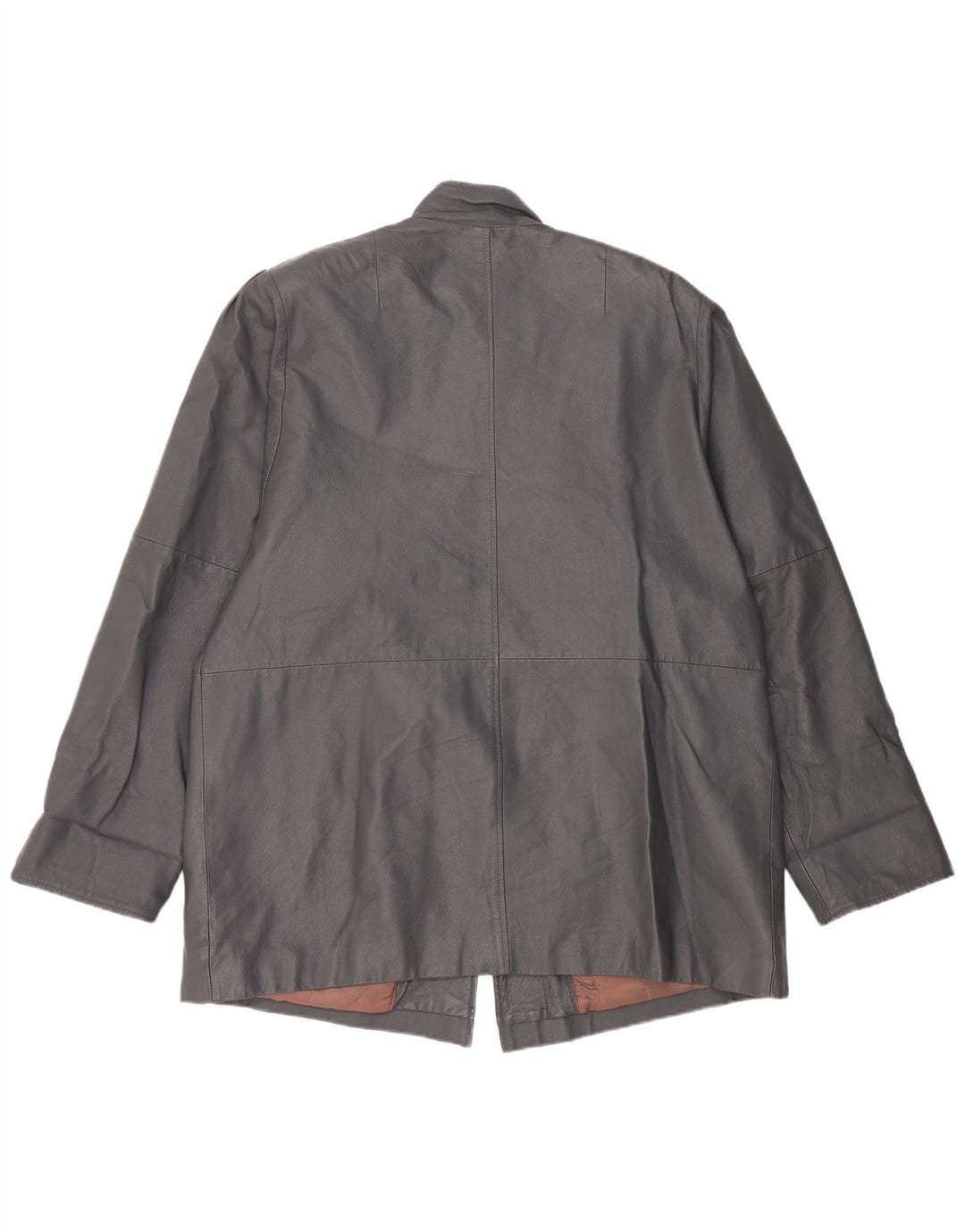 Casaco de couro oversized feminino vintage Reino Unido 18 XL couro cinza